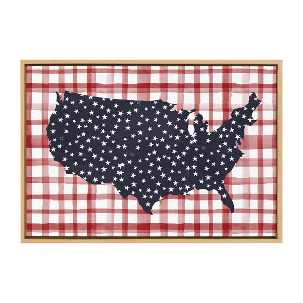 Kate & Laurel Sylvie Gingham USA Framed Canvas By Sara Berrenson
