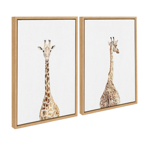 Kate & Laurel Sylvie Giraffe Front And Back Framed Canvas Set By Amy Peterson Art Studio