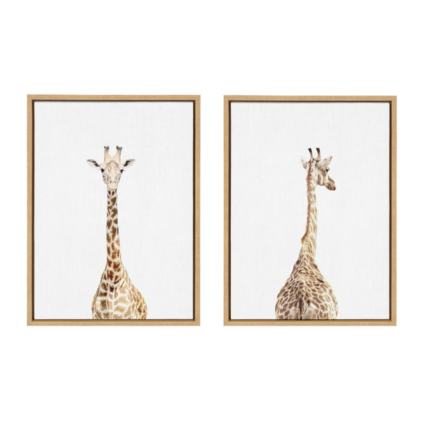 kate & laurel Sylvie Giraffe Front and Back Framed Canvas Set by Amy Peterson Art Studio