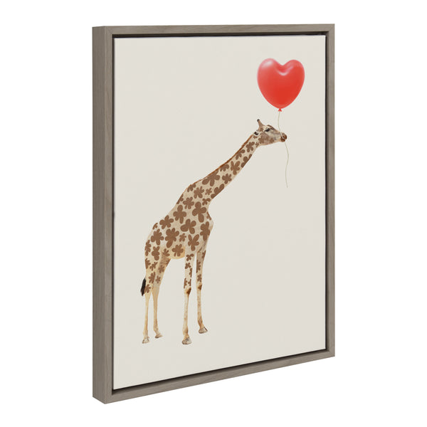 Kate & Laurel Sylvie Giraffe In Love Framed Canvas By July Art Prints
