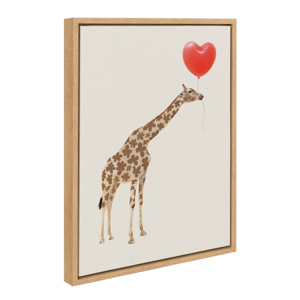 kate & laurel Sylvie Giraffe in Love Framed Canvas by July Art Prints