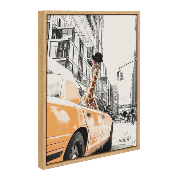 kate & laurel Sylvie Giraffe in New York Framed Canvas by July Art Prints