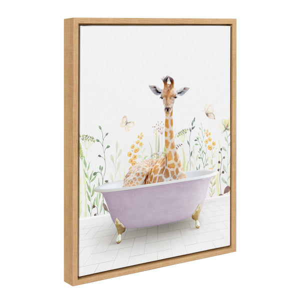 kate & laurel Sylvie Giraffe In Spring Bath Framed Canvas by Amy Peterson Art Studio