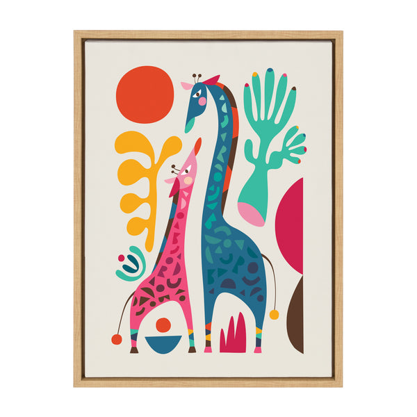 Kate & Laurel Sylvie Giraffe Love Framed Canvas By Rachel Lee Of My Dream Wall