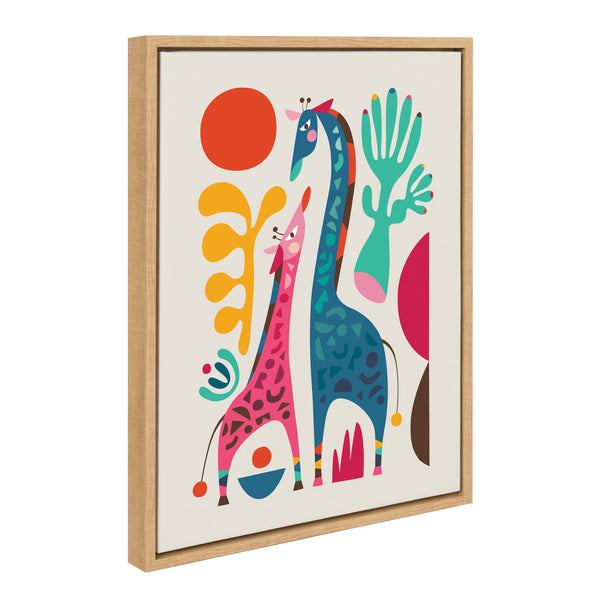 Kate & Laurel Sylvie Giraffe Love Framed Canvas By Rachel Lee Of My Dream Wall