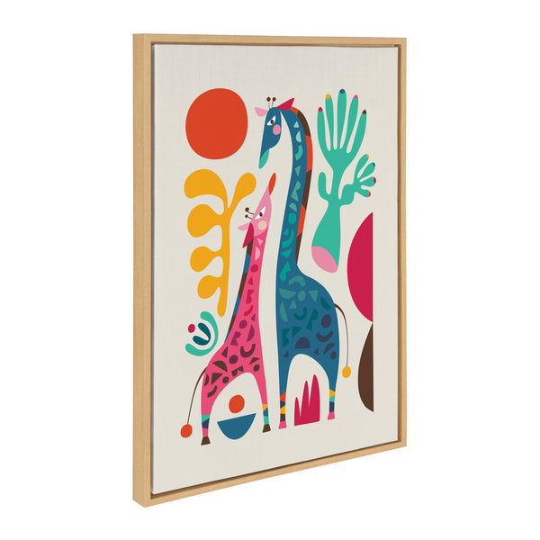 kate & laurel Sylvie Giraffe Love Framed Canvas by Rachel Lee of My Dream Wall