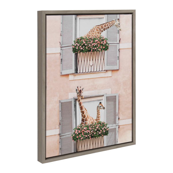 Kate & Laurel Sylvie Giraffe Neighbors Framed Canvas By July Art Prints