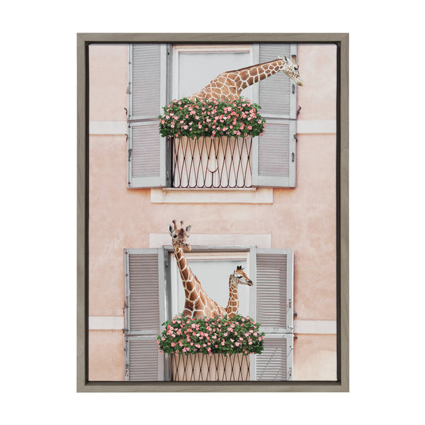 Kate & Laurel Sylvie Giraffe Neighbors Framed Canvas By July Art Prints