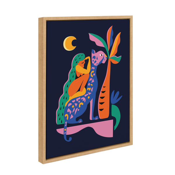 Kate & Laurel Sylvie Girl On Cheetah Framed Canvas By Rachel Lee Of My Dream Wall