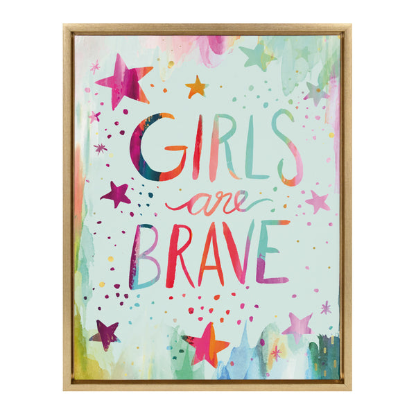 kate & laurel Sylvie Girls are Brave Framed Canvas by Ettavee