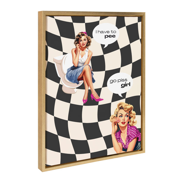 kate & laurel Sylvie Go Piss Girl Black Framed Canvas by Honey Island Studio