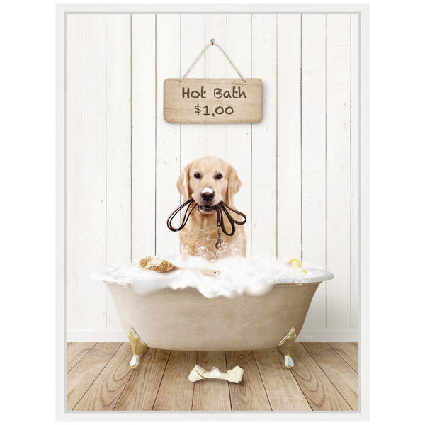 Kate & Laurel Sylvie Golden Retriever In Hot Bath Framed Canvas By Amy Peterson