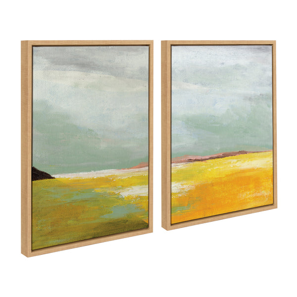 kate & laurel Sylvie Golden Root Lake I and II Framed Canvas Art Set by Nikita Jariwala