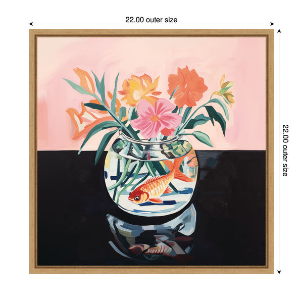 Kate & Laurel Sylvie Goldfish Bowl Botanical Framed Canvas By The Creative Bunch Studio