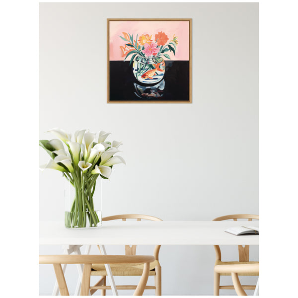 Kate & Laurel Sylvie Goldfish Bowl Botanical Framed Canvas By The Creative Bunch Studio