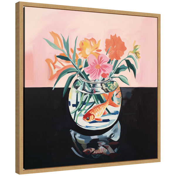 kate & laurel Sylvie Goldfish Bowl Botanical Framed Canvas by The Creative Bunch Studio