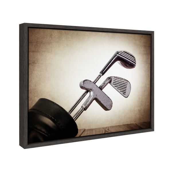 Kate & Laurel Sylvie Golf Clubs Framed Canvas By Shawn St. Peter