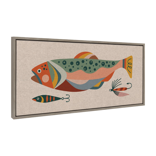 Kate & Laurel Sylvie Gone Fishing Neutral Linen Texture Framed Canvas By Rachel Lee Of My Dream Wall