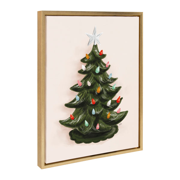 Kate & Laurel Sylvie Grandmas Tree Green Framed Canvas By Valerie McKeehan Of Lily And Val Gold 18x24