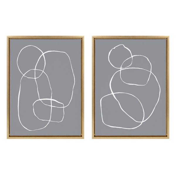 Kate & Laurel Sylvie Gray Going In Circles Framed Canvas Set By Teju Reval Of SnazzyHues