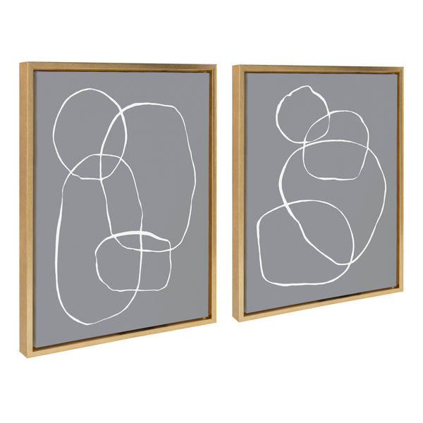 Kate & Laurel Sylvie Gray Going In Circles Framed Canvas Set By Teju Reval Of SnazzyHues
