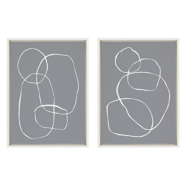 kate & laurel Sylvie Gray Going in Circles Framed Canvas Set by Teju Reval of SnazzyHues