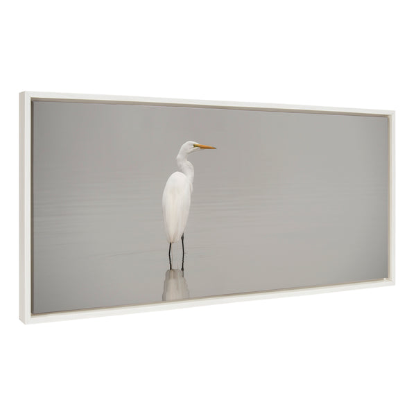kate & laurel Sylvie Great White Egret Framed Canvas by Crystal Lynn Collins
