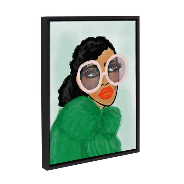 Kate & Laurel Sylvie Green Coat Framed Canvas By Kendra Dandy Of Bouffants And Broken Hearts