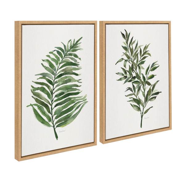 Kate & Laurel Sylvie Green Fern And Ruscus Framed Canvas Art Set By Patricia Shaw