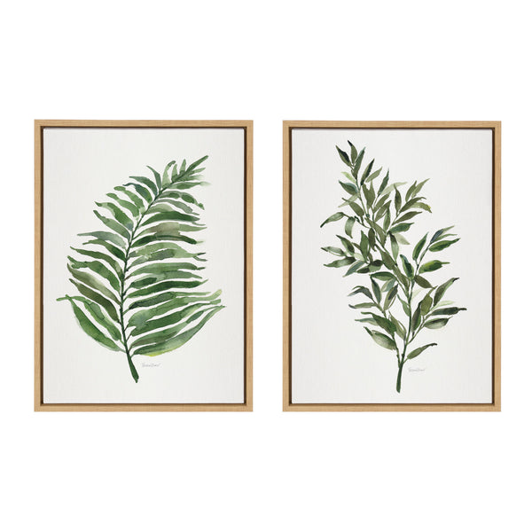 kate & laurel Sylvie Green Fern and Ruscus Framed Canvas Art Set by Patricia Shaw