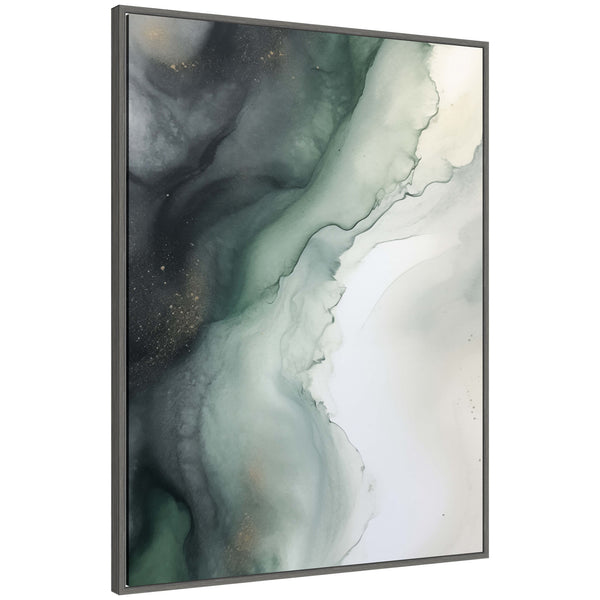 kate & laurel Sylvie Green Wave Framed Canvas by Amy Lighthall