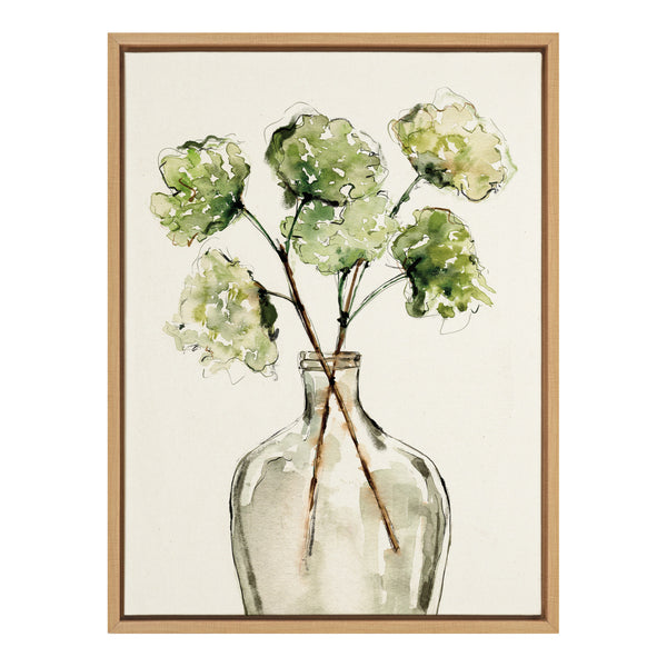 Kate & Laurel Sylvie Greenery Vase Framed Canvas By Sara Berrenson