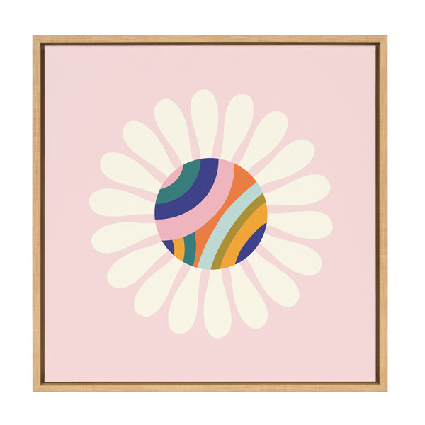 Kate & Laurel Sylvie Groovy Daisy Framed Canvas By Elizabeth Olwen