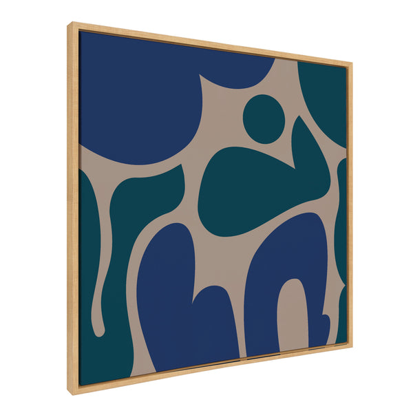 Kate & Laurel Sylvie Groovy Happy Abstract Blue And Green Framed Canvas By The Creative Bunch Studio