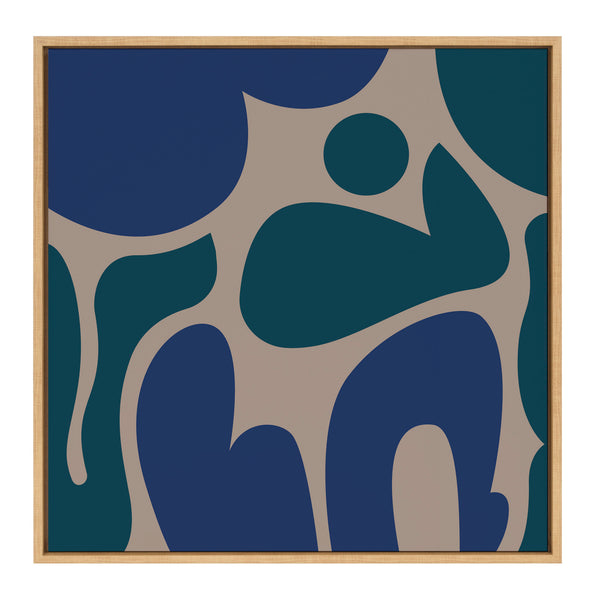 Kate & Laurel Sylvie Groovy Happy Abstract Blue And Green Framed Canvas By The Creative Bunch Studio