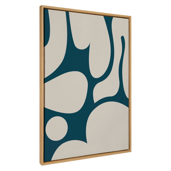 Kate & Laurel Sylvie Groovy Happy Abstract Dark Green Teal And Tan Framed Canvas By The Creative Bunch Studio