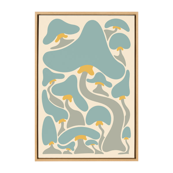 Kate & Laurel Sylvie Groovy Mushrooms 2 Framed Canvas By Carrie Cantwell