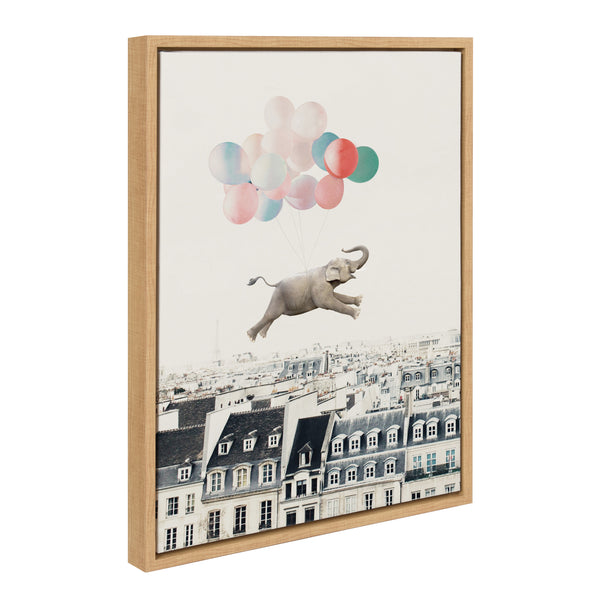 kate & laurel Sylvie Happy Elephant in Paris Framed Canvas by July Art Prints