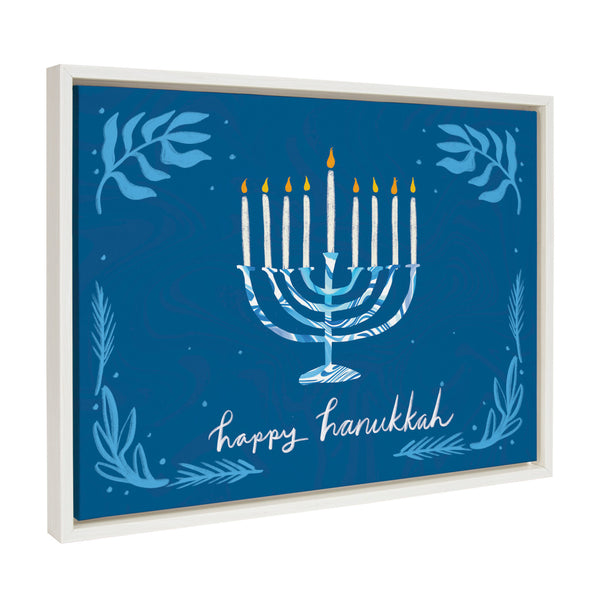 Kate & Laurel Sylvie Happy Hanukkah Framed Canvas By Jessi Raulet Of Ettavee