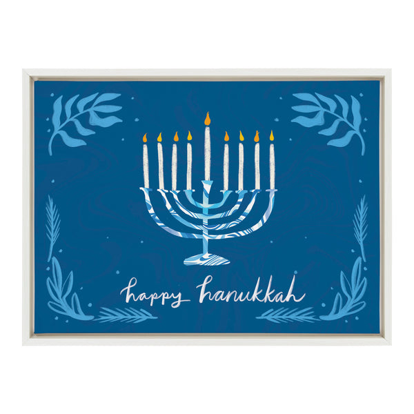 Kate & Laurel Sylvie Happy Hanukkah Framed Canvas By Jessi Raulet Of Ettavee