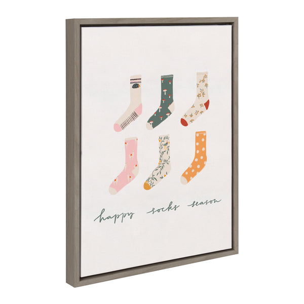 Kate & Laurel Sylvie Happy Sock Season Framed Canvas By Maja Tomljanovic