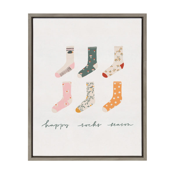 kate & laurel Sylvie Happy Sock Season Framed Canvas By Maja Tomljanovic
