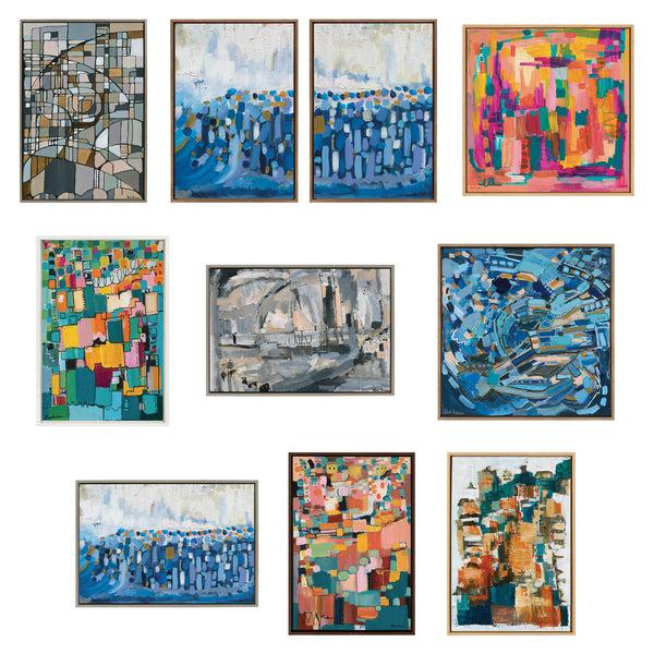 Kate & Laurel Sylvie Harbor Nights Set No 1 And Harbor Nights Set No 2 Framed Canvas Set By Leah Nadeau