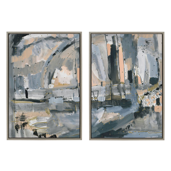 kate & laurel Sylvie Harbor Nights Set No 1 and Harbor Nights Set No 2 Framed Canvas Set by Leah Nadeau