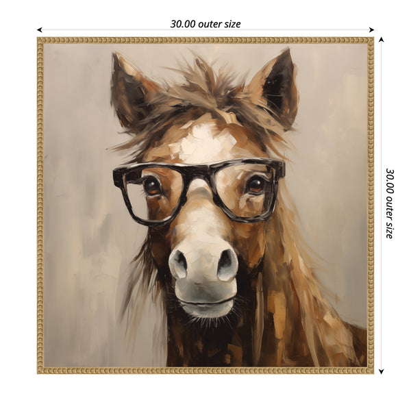 Kate & Laurel Sylvie Hay Those Are My Glasses Horse Framed Canvas By The Creative Bunch Studio