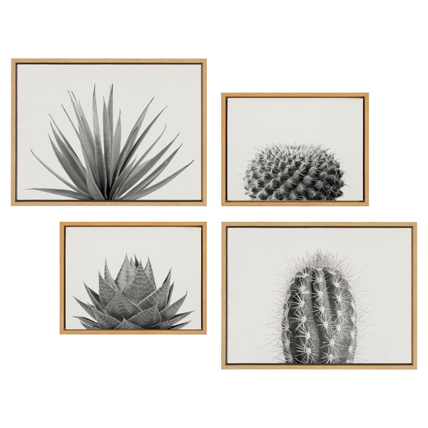 Kate & Laurel Sylvie Haze Aloe Succulent Cactus Tall Cactus Short And Agave Succulent Framed Canvas Art Set By The Creative Bunch Studio