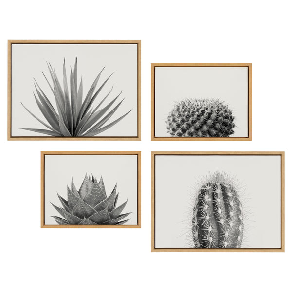 kate & laurel Sylvie Haze Aloe Succulent Cactus Tall Cactus Short and Agave Succulent Framed Canvas Art Set by The Creative Bunch Studio