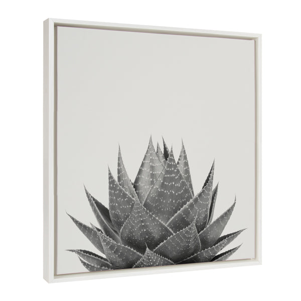 Kate & Laurel Sylvie Haze Aloe Succulent Framed Canvas By The Creative Bunch Studio
