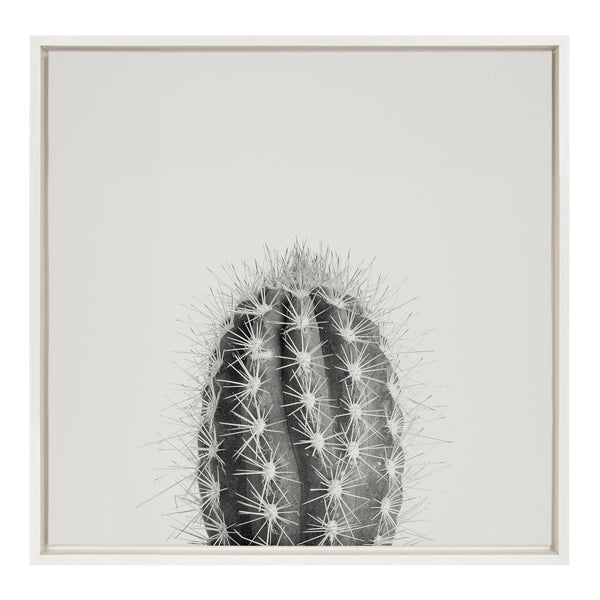 Kate & Laurel Sylvie Haze Cactus Succulent Tall Framed Canvas By The Creative Bunch Studio