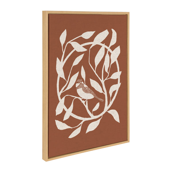 Kate & Laurel Sylvie HB Bird Branch Wreath Framed Canvas By Hannah Beisang